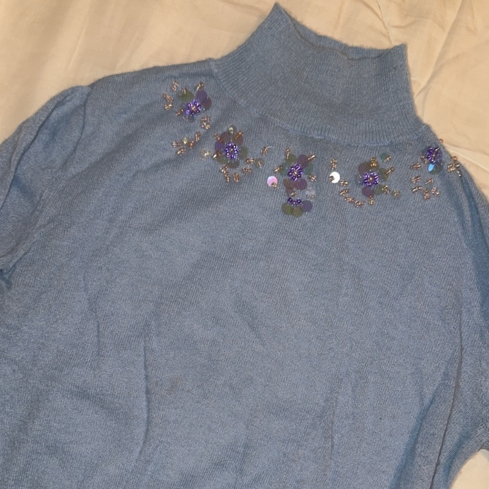 Zara  powder blue mock neck short sweater